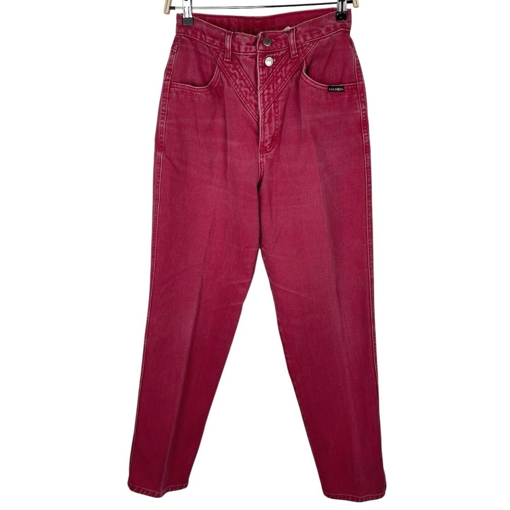 Vintage 90s Rocky Mountain Bearback Jeans High Waist Faded Red Denim Waist 28"